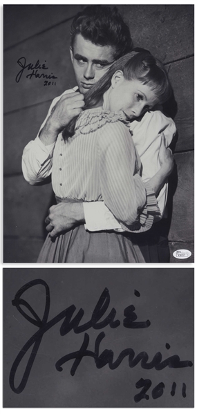 Julie Harris Signed 11'' x 14'' Photo From ''East of Eden'' With James Dean -- With JSA Authentication